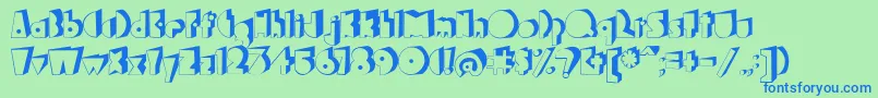 Bagaglio3D-Schriftart – Blaue Schriften auf grünem Hintergrund