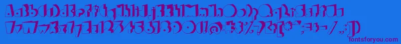 Bagaglio3D-Schriftart – Violette Schriften auf blauem Hintergrund