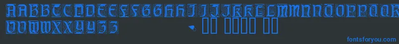 フォントGeniocapsssk – 黒い背景に青い文字