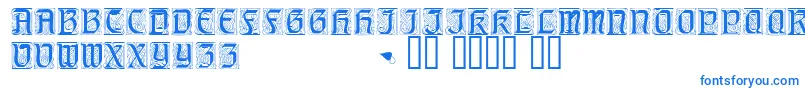 フォントGeniocapsssk – 白い背景に青い文字