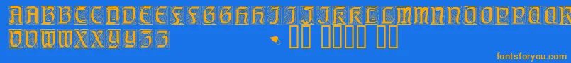 Geniocapsssk Font – Orange Fonts on Blue Background