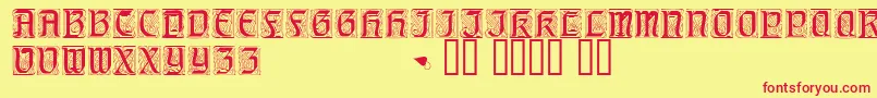 Geniocapsssk Font – Red Fonts on Yellow Background