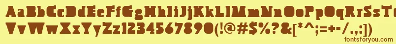 フォントBoskoBlock – 茶色の文字が黄色の背景にあります。