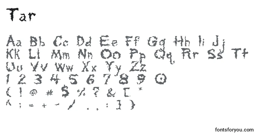 Tarフォント–アルファベット、数字、特殊文字