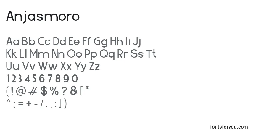 Schriftart Anjasmoro – Alphabet, Zahlen, spezielle Symbole