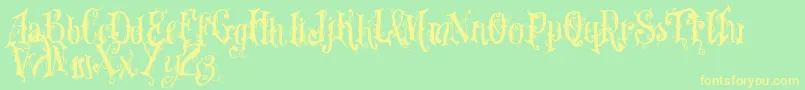 Vtksdearlove Font – Yellow Fonts on Green Background