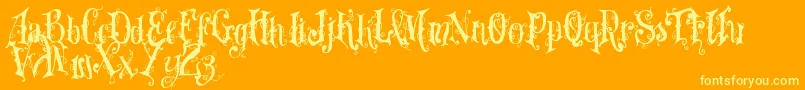 Vtksdearlove-Schriftart – Gelbe Schriften auf orangefarbenem Hintergrund