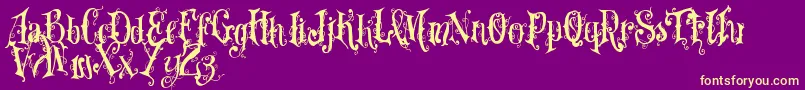 Vtksdearlove Font – Yellow Fonts on Purple Background