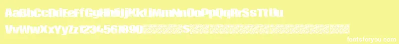Piratezombie-Schriftart – Weiße Schriften auf gelbem Hintergrund