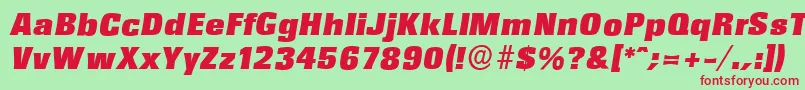 RochesterserialBlackItalic Font – Red Fonts on Green Background
