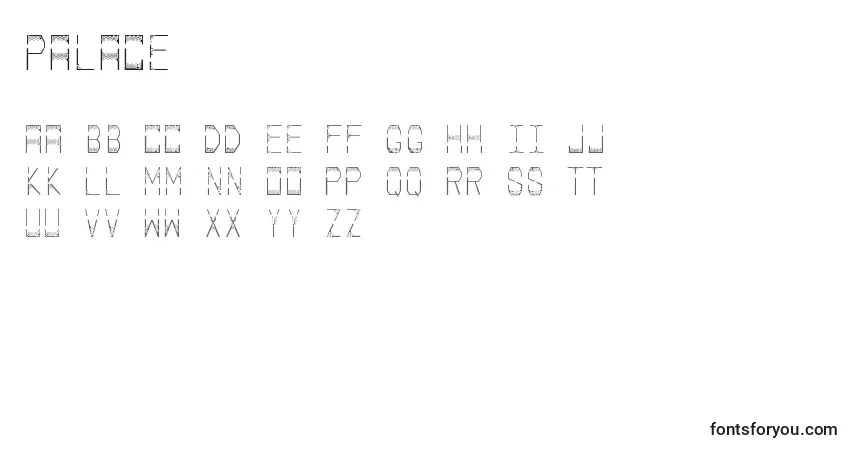 Czcionka Palace – alfabet, cyfry, specjalne znaki