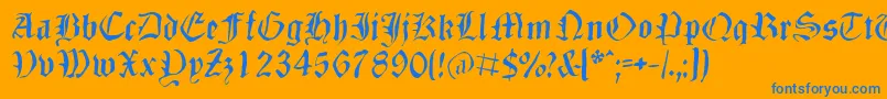 フォントDizzbw – オレンジの背景に青い文字