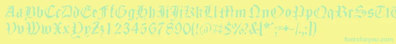 フォントDizzbw – 黄色い背景に緑の文字