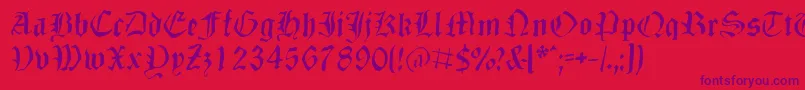 Fonte Dizzbw – fontes roxas em um fundo vermelho