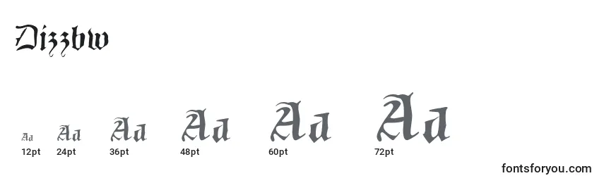 Größen der Schriftart Dizzbw