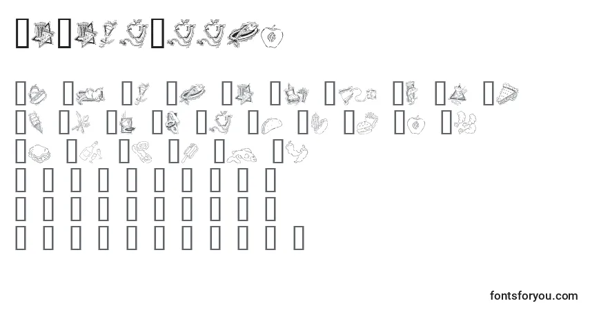 Schriftart GeDecoFoods – Alphabet, Zahlen, spezielle Symbole