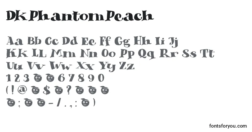 Schriftart DkPhantomPeach – Alphabet, Zahlen, spezielle Symbole