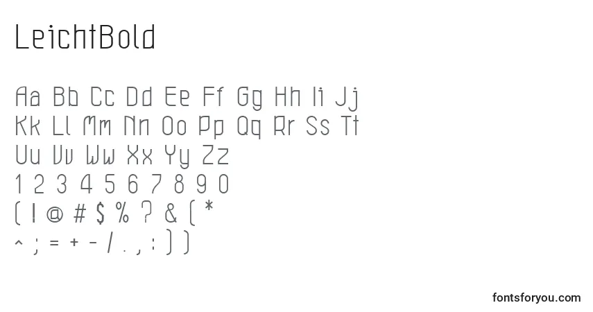 Czcionka LeichtBold – alfabet, cyfry, specjalne znaki