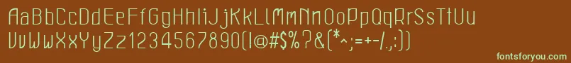 フォントLeichtBold – 緑色の文字が茶色の背景にあります。