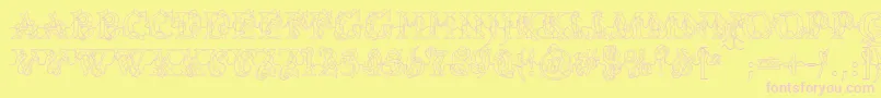 PcLights Font – Pink Fonts on Yellow Background