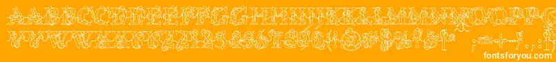 PcLights-Schriftart – Weiße Schriften auf orangefarbenem Hintergrund