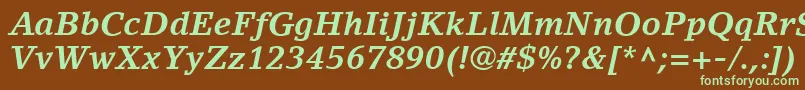 LinoLetterLtBoldItalic Font – Green Fonts on Brown Background