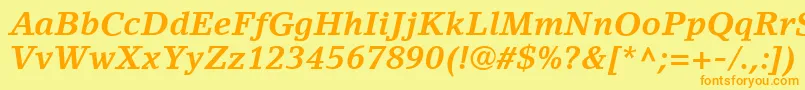 LinoLetterLtBoldItalic Font – Orange Fonts on Yellow Background