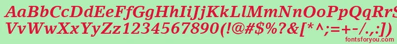 LinoLetterLtBoldItalic Font – Red Fonts on Green Background