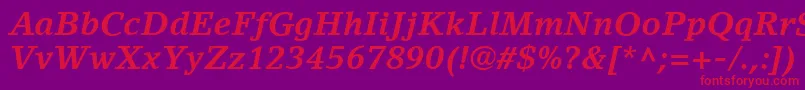 LinoLetterLtBoldItalic Font – Red Fonts on Purple Background