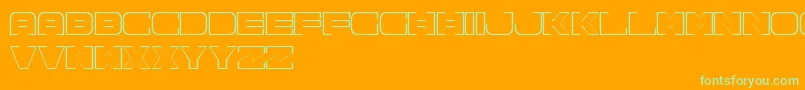 Spac3NeonFreePromo-Schriftart – Grüne Schriften auf orangefarbenem Hintergrund