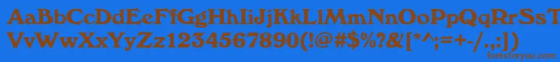 フォントWindsorantdbol – 茶色の文字が青い背景にあります。