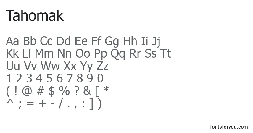 Tahomak-fontti – aakkoset, numerot, erikoismerkit