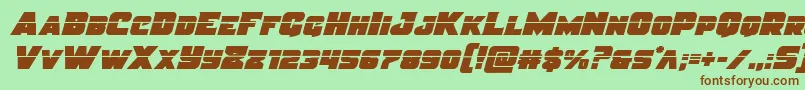 フォントJusticelaser – 緑の背景に茶色のフォント
