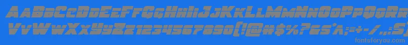 フォントJusticelaser – 青い背景に灰色の文字
