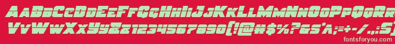 フォントJusticelaser – 赤い背景に緑の文字