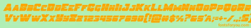 Czcionka Justicelaser – pomarańczowe czcionki na zielonym tle