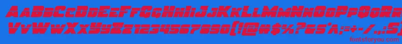 フォントJusticelaser – 赤い文字の青い背景