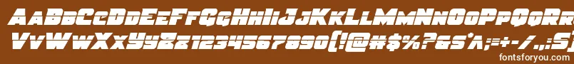 フォントJusticelaser – 茶色の背景に白い文字