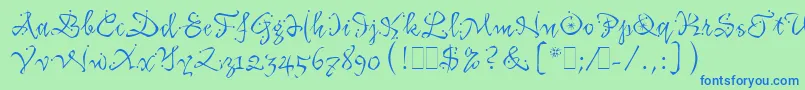 フォントKatfishLetPlain.1.0 – 青い文字は緑の背景です。