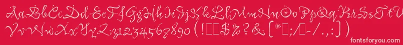 KatfishLetPlain.1.0 Font – Pink Fonts on Red Background