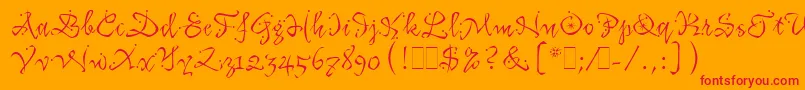 KatfishLetPlain.1.0-Schriftart – Rote Schriften auf orangefarbenem Hintergrund