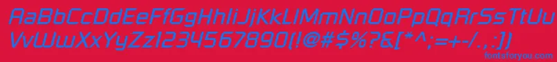 RussellSquareLtOblique Font – Blue Fonts on Red Background