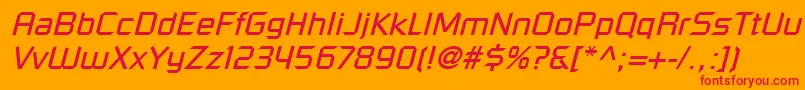 RussellSquareLtOblique Font – Red Fonts on Orange Background