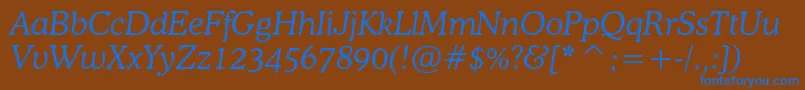 CooperlightcbtItalic Font – Blue Fonts on Brown Background