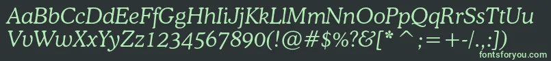 フォントCooperlightcbtItalic – 黒い背景に緑の文字