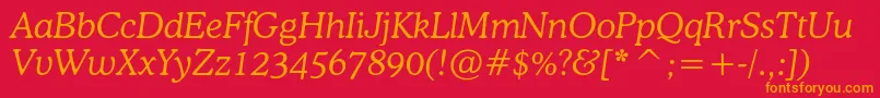 フォントCooperlightcbtItalic – 赤い背景にオレンジの文字
