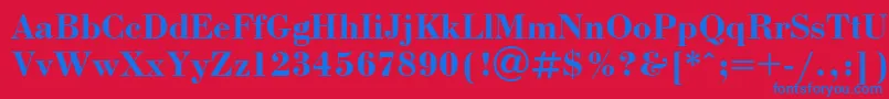 Czcionka BodoniBoldCyrillic – niebieskie czcionki na czerwonym tle