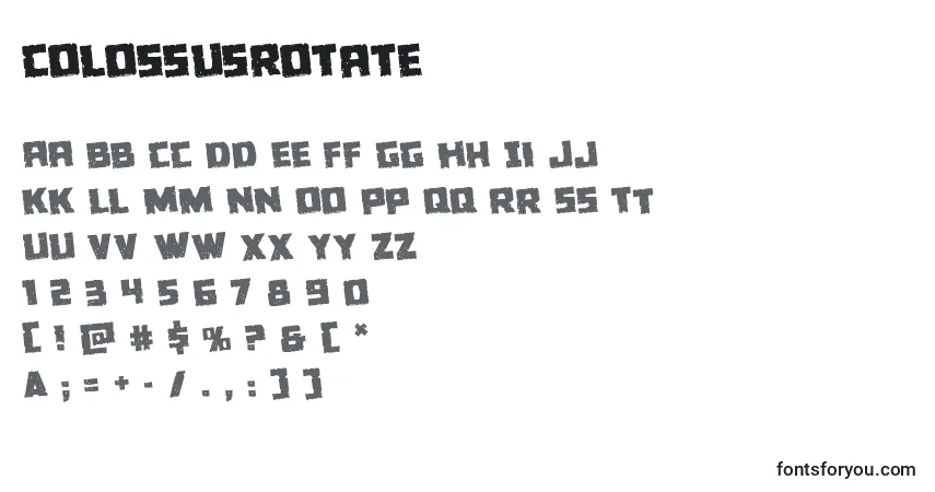 Czcionka Colossusrotate – alfabet, cyfry, specjalne znaki