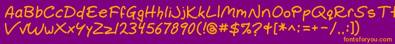 Gemelli ffy-Schriftart – Orangefarbene Schriften auf violettem Hintergrund