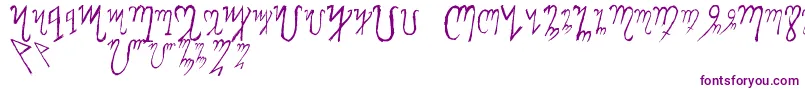 ThebanAlphabet-Schriftart – Violette Schriften auf weißem Hintergrund